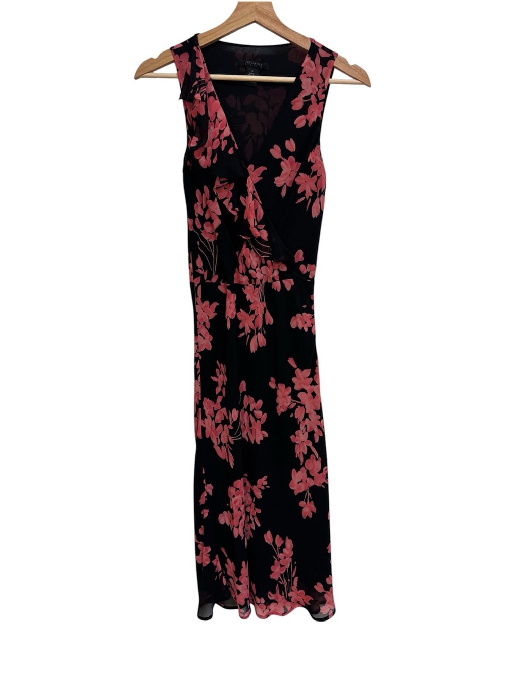 Vintage The Limited 100% Silk Dark Floral Midi Dress Women Size 0 Y2K Whimsigoth